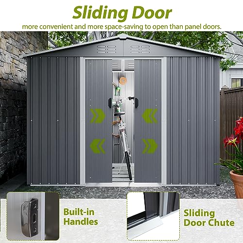 Outdoor Storage Shed 6x4 Ft, Heavy-Duty Resin Tool Shed with Lockable Doors Z7258