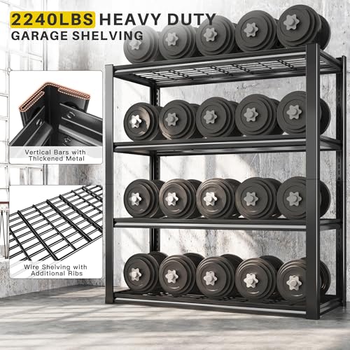 REIBII 40" W Garage Shelving 4-Tier Heavy Duty Adjustable Metal Shelves G342