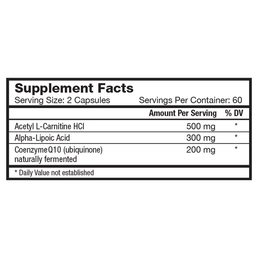 Nature's Lab CoQ10 Alpha Lipoic Acid Acetyl L-Carnitine, 120 Capsules T123