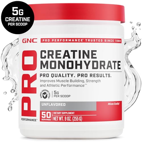 GNC Pro Performance Creatine Monohydrate Powder, 5g per Serving, 50 Servings I927