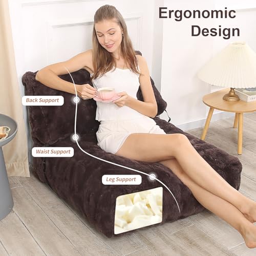 Comfy Lazy Floor Sofa Bean Bag Chair for Adults, Brown B5496
