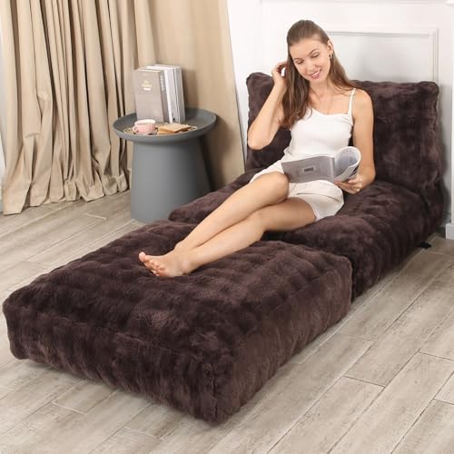Comfy Lazy Floor Sofa Bean Bag Chair for Adults, Brown B5496