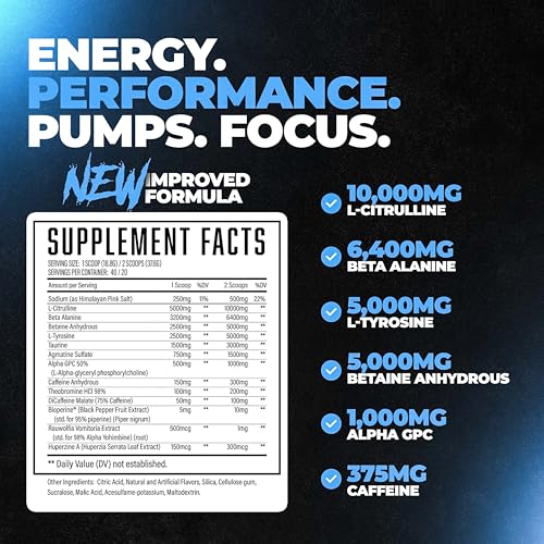 Wrecked Pre Workout Advanced Formula, 10g L-Citrulline, 6.4g Beta Alanine, 375mg Caffeine H8336