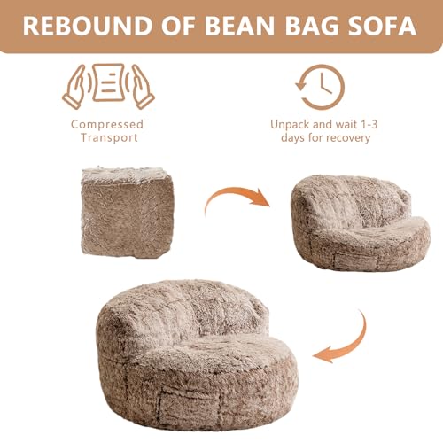 BYBYME Giant Faux Fur Bean Bag Chair for Adults with Filler T1937