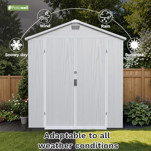 Patiowell 6 x 8 FT Plastic Outdoor Storage Shed with Floor, Dark Grey O60190