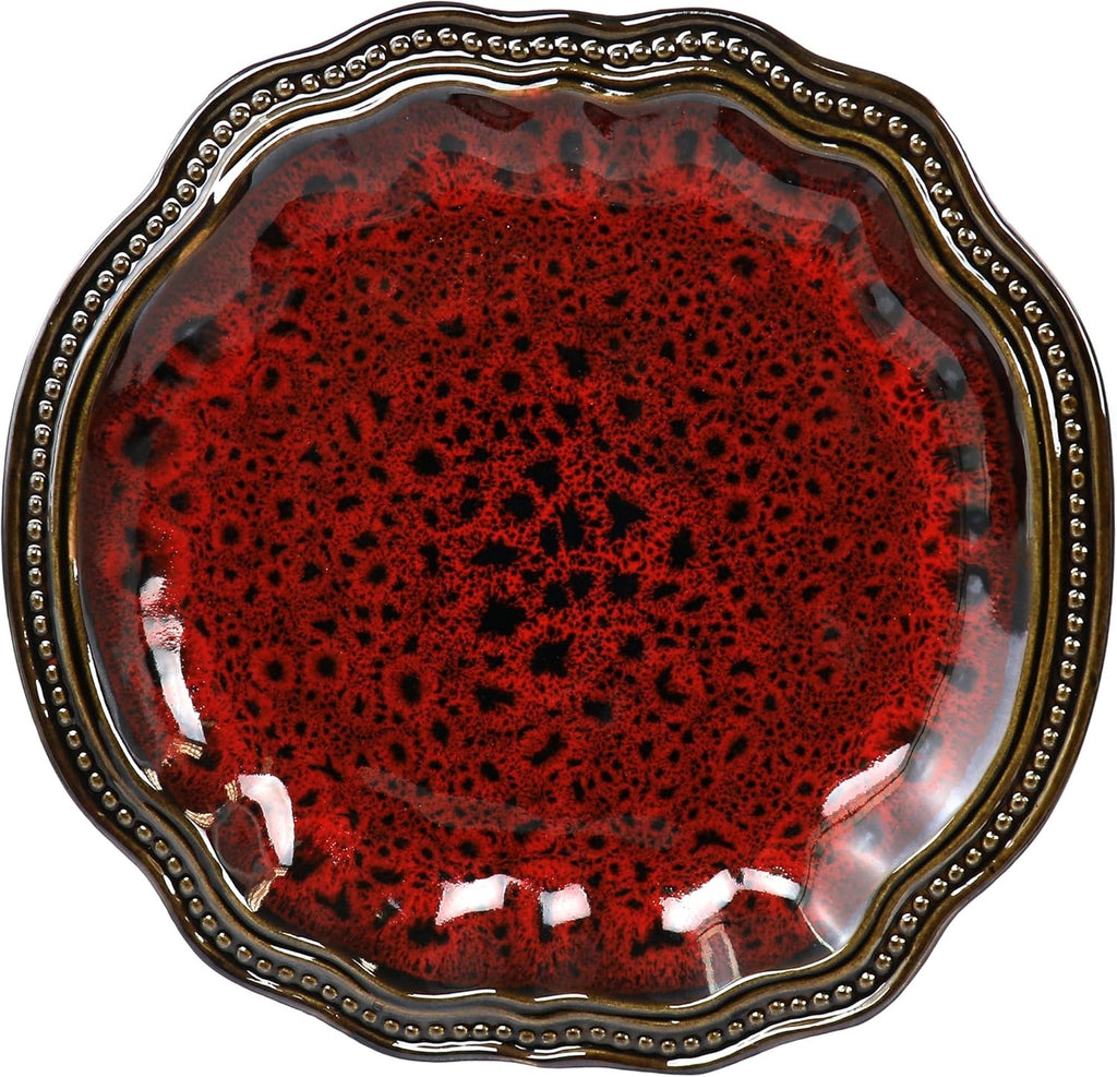 Elama Regency 6 Piece Stoneware Dinner Plate Set Red N208785