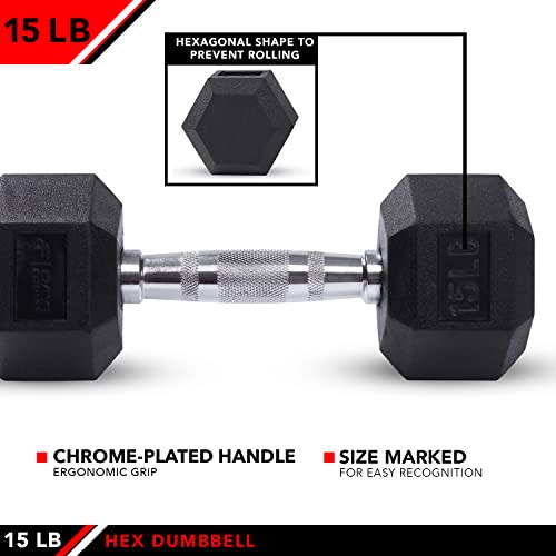 JFIT Rubber Hex Dumbbells for Strength Training Z15469