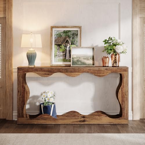 Tribesigns 63 Inches Farmhouse Console Table with Storage, Brown T384