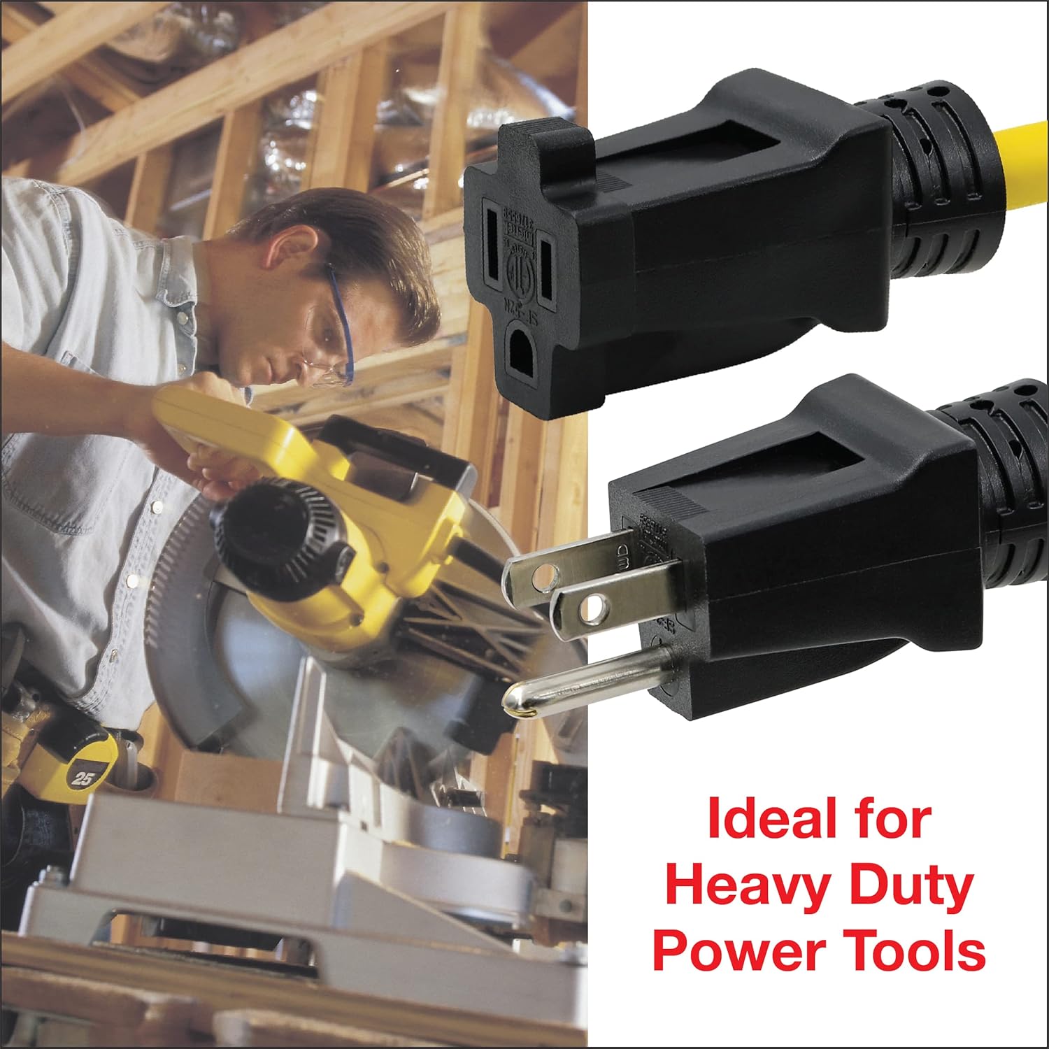 Clear Power 50 ft Heavy Duty Outdoor Extension Cord 12/3 SJTW, Yellow P92716