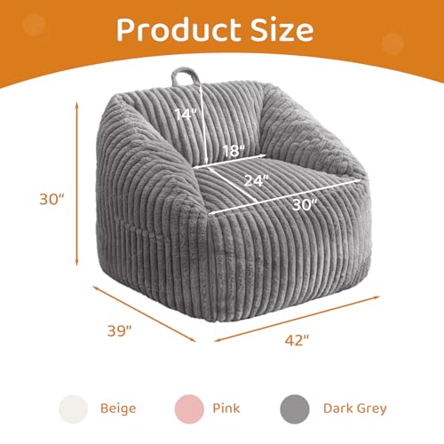 BYBYME Giant Bean Bag Chair for Adults, Floor Sofa, Grey V6052