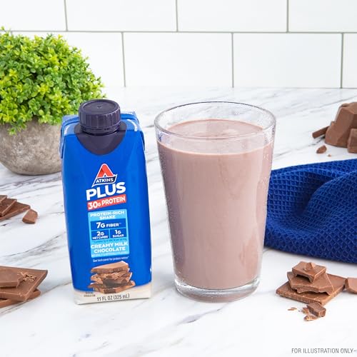 Atkins Creamy Milk Chocolate PLUS Protein Shake, 30g Protein, 12 Count Z1448