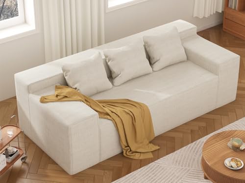 Modern Loveseat Sofa Couch in a Box with 2 Pillows, Cat-Scratch Resistant Linen, Grey F539394