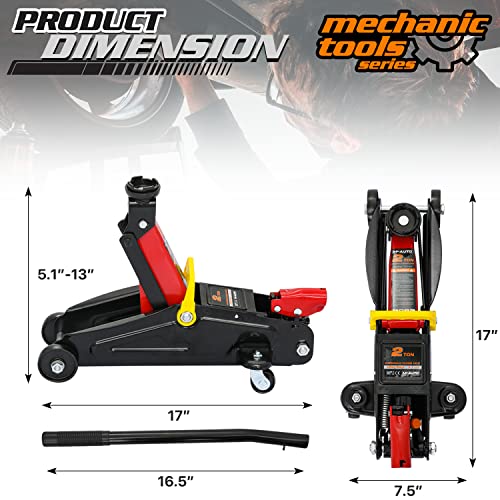 M-AUTO Hydraulic Trolley Jack 2 Ton with Carrying Storage Case, Red F471970