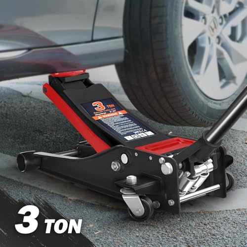 DNA MOTORING Floor Jack 3 Ton Low Profile Heavy Duty Hydraulic Car Jack, Black T11604