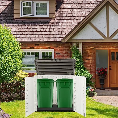 VINGLI Outdoor Storage Shed Resin Cabinet with Lockable Design, White M333440