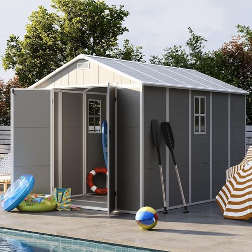 UDPATIO Outdoor Storage Shed 6x6 FT Resin Garden Shed with Lockable Door D90316