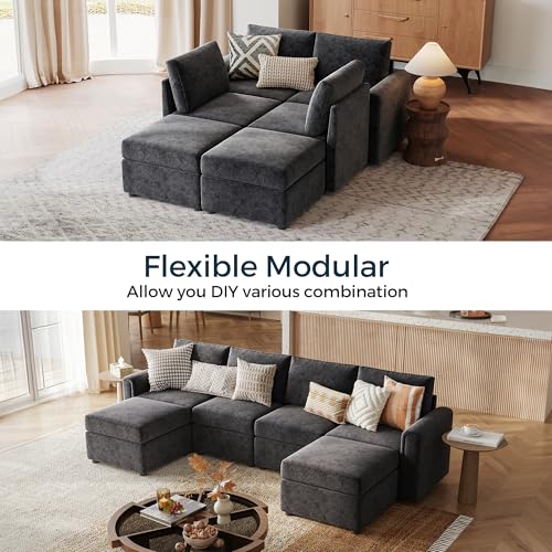 LINSY HOME Modular U Shaped Sectional Sofa with Storage, Blue M8981