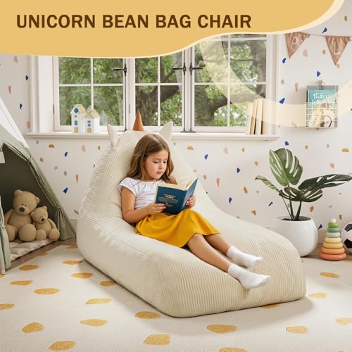 COMAX Unicorn Bean Bag Chair for Kids with Filler, Pink H562644