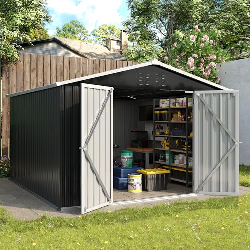 UDPATIO Outdoor Storage Shed 6x6 FT Resin Garden Shed with Lockable Door D90316