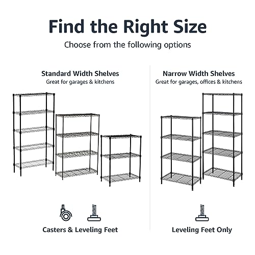 Amazon Basics 5-Shelf Heavy Duty Storage Shelving Unit on Casters, Black A813013