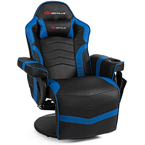 Goplus Massage Gaming Chair, Racing Recliner with Footrest, PU Leather N121