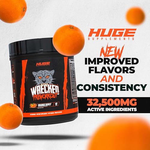 Wrecked Pre Workout Advanced Formula, 10g L-Citrulline, 6.4g Beta Alanine, 375mg Caffeine H8336