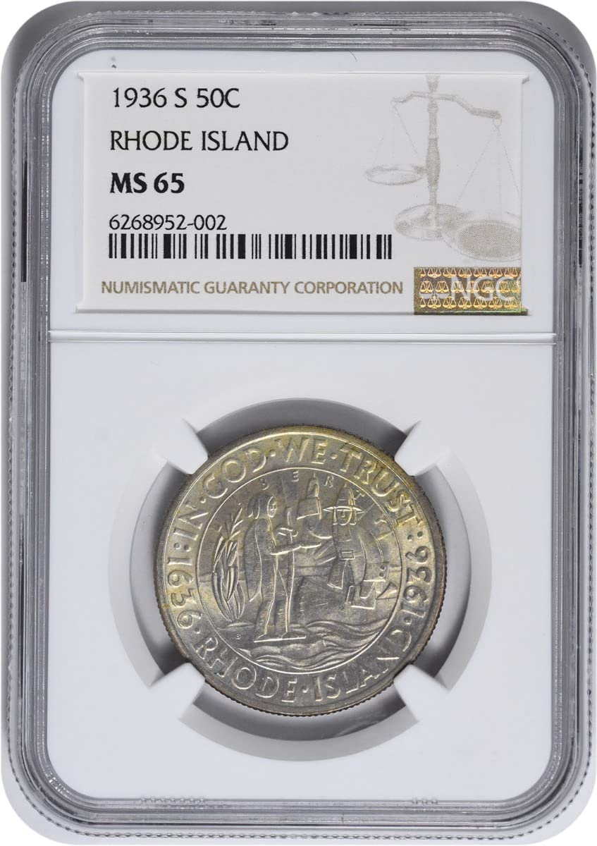 1936 S Rhode Island Commemorative Silver Half NGC MS65