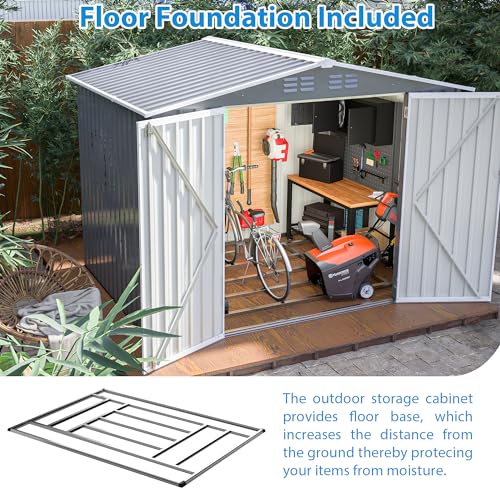 Outdoor Storage Shed 6x4 Ft, Heavy-Duty Resin Tool Shed with Lockable Doors Z7258