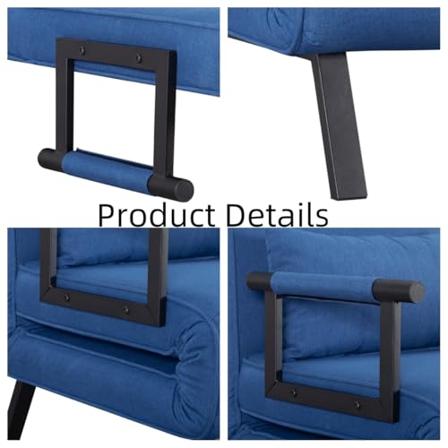 3 in 1 Sleeper Sofa Bed with Side Pocket, Black Convertible Futon Couch W34330