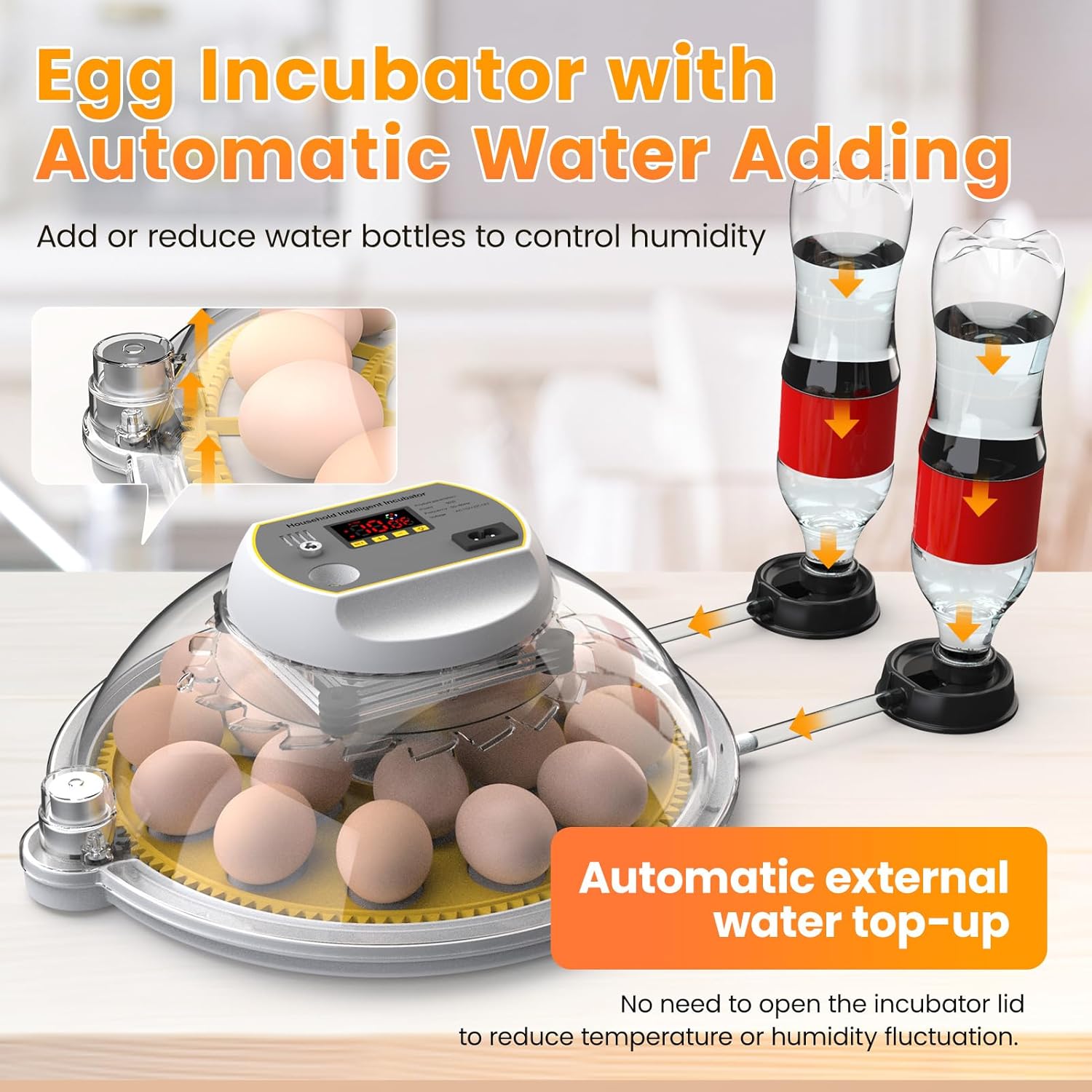 Incubators for Hatching Eggs, 18-60 Eggs with Auto Turning and Water Adding J66328