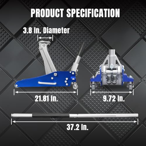 BIG RED T815016L Torin Hydraulic Low Profile Racing Floor Jack, 1.5 Ton Capacity, Blue M736