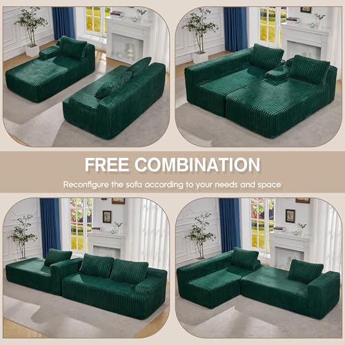 Modular Sectional Sofa L-Shape Couch with Oversized Chaise, Grey Stripe I49459