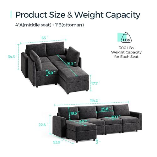 LINSY HOME Modular U Shaped Sectional Sofa with Storage, Blue M8981