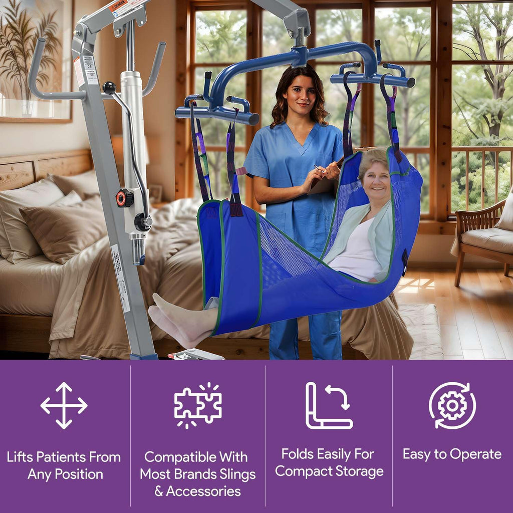Hydraulic Patient Lift for Home Use, 400 lb Capacity, Manual Full Body Lifter A835
