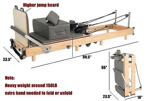 Wood Foldable Pilates Reformer Machine for Home Workout D1494