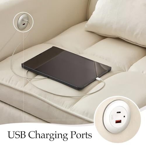 Modern 3 in 1 Convertible Sleeper Sofa Couch Bed with USB, Light Grey M684