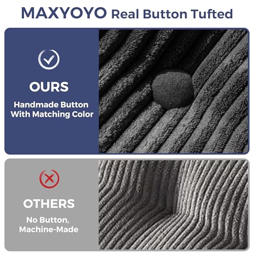 MAXYOYO Folding Sofa Bed L-Shaped Convertible Sleeper Couch with Pillow, Dark Grey X9070