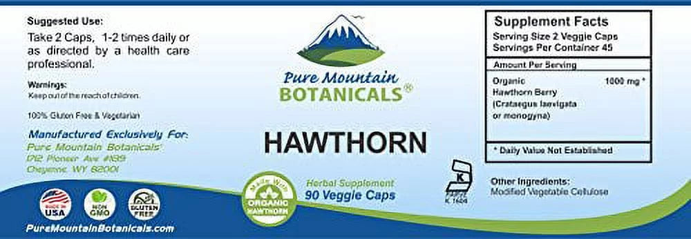 Hawthorn Berry Capsules 1000mg, Kosher Vegan X2705