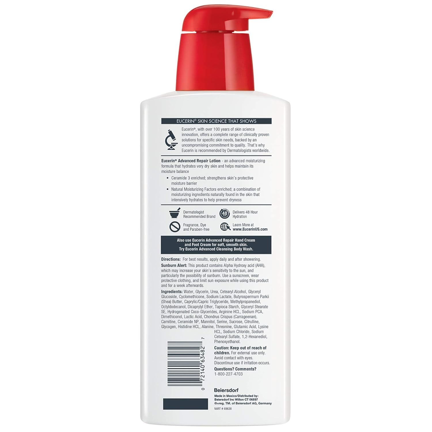 Eucerin Advanced Repair Body Lotion for Very Dry Skin, Unscented, 16.9 Fl Oz N397