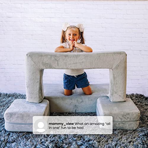 Delta Children Serta Perfect Sleeper Convertible Sofa & Play Set with 2 Ottomans, Grey O22117