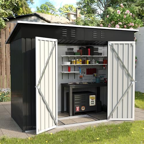 UDPATIO Outdoor Storage Shed 6x6 FT Resin Garden Shed with Lockable Door D90316