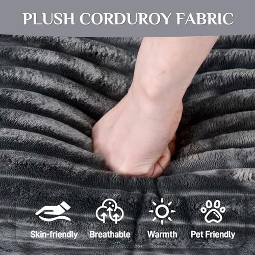 131" Modular Sectional Sofa Cloud Couch, Corduroy Memory Foam Black O10952