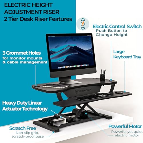 VERSADESK PowerPro™ 36 Inch Electric Standing Desk Converter, Black H627