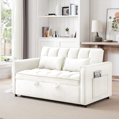 3 in 1 Convertible Sleeper Sofa Bed Futon with Adjustable Backrest, Velvet, Black Q74350