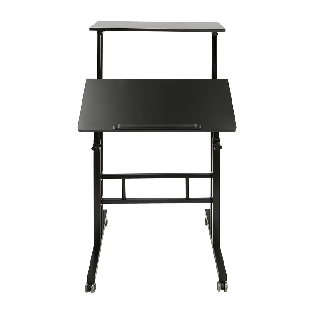 Loyalheartdy 24" Mobile Stand Up Desk with Wheels, Adjustable Height, Black L148256