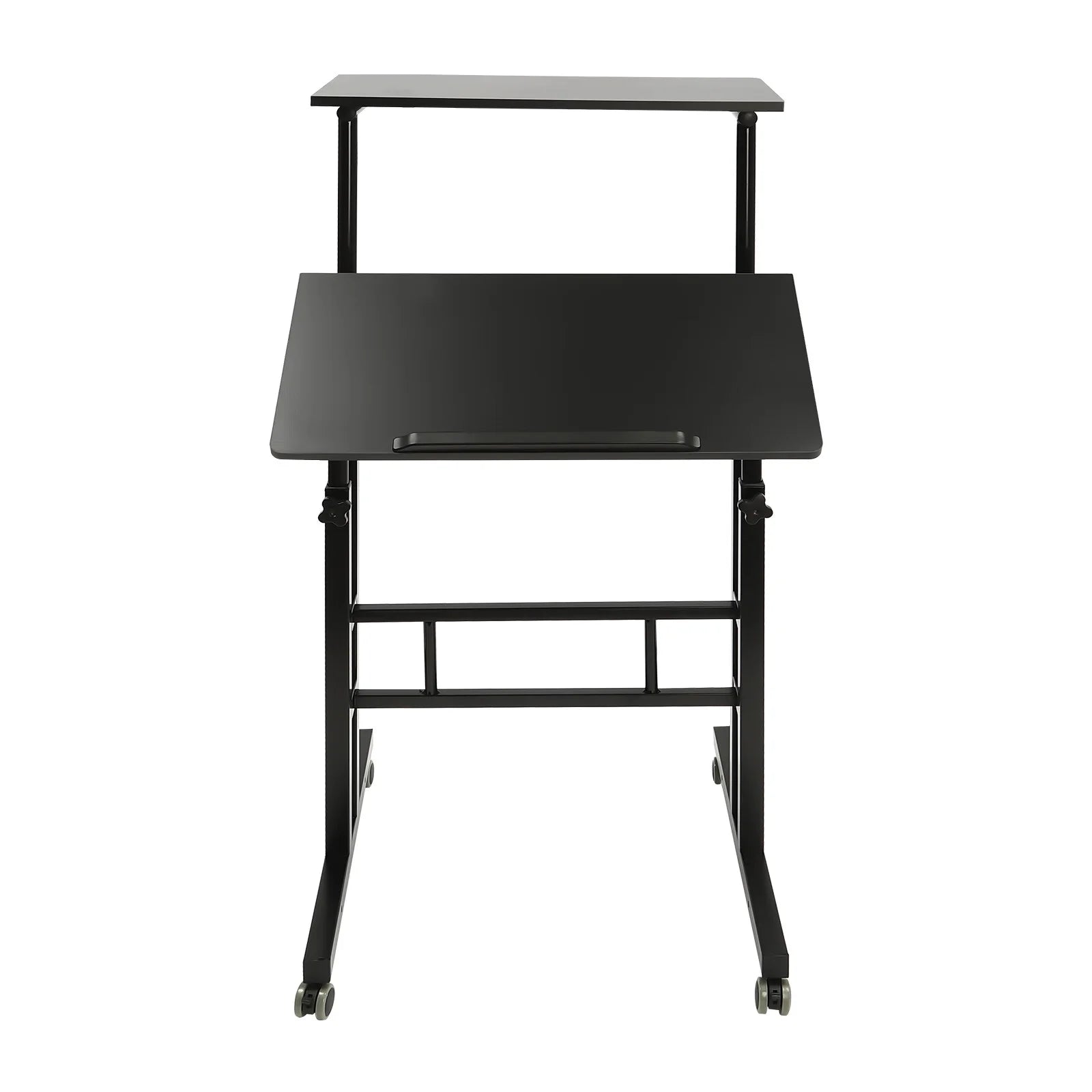 Loyalheartdy 24" Mobile Stand Up Desk with Wheels, Adjustable Height, Black L148256