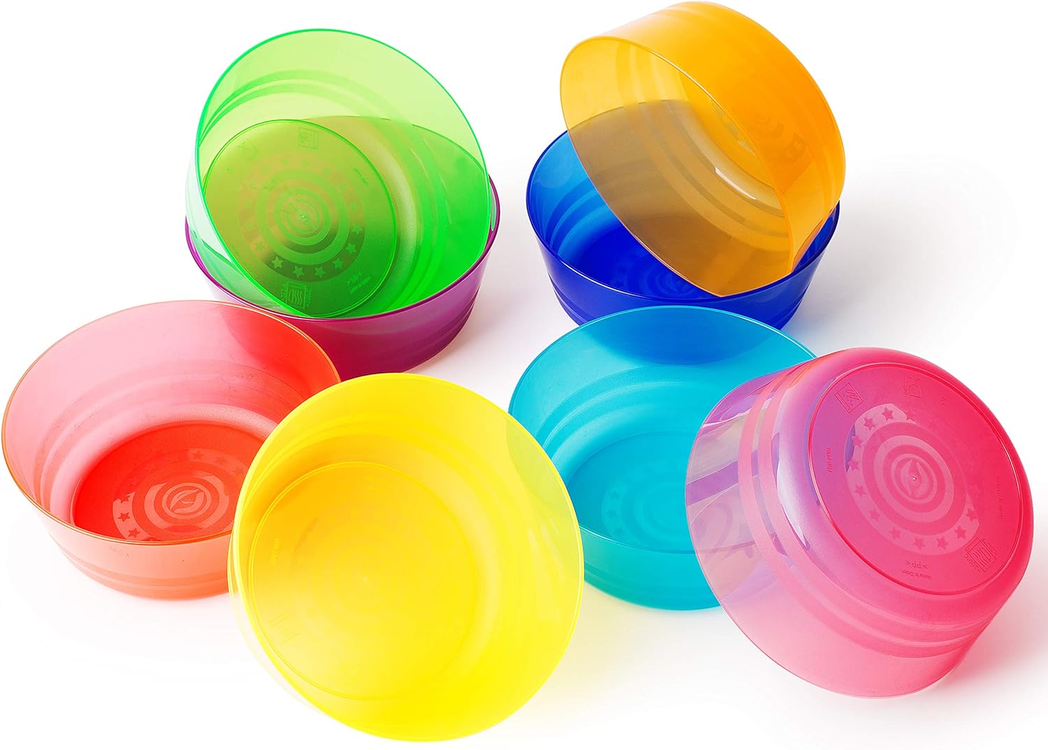 Rainbow Plastic Dinnerware Set for 8 Kids Plates Bowls Cups Reusable BPA Free F372533