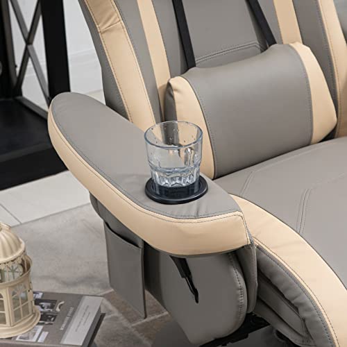 HOMCOM Manual Recliner Armchair PU Leather Lounge Chair with Adjustable Leg Rest Q125829