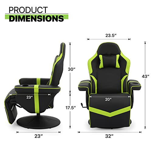 Magshion 360° Swivel Gaming Recliner Chair, Ergonomic PU Leather, Grey G328110