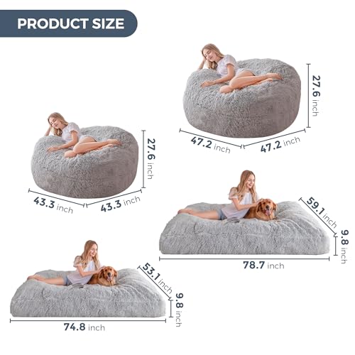MAXYOYO Giant Bean Bag Chair Bed for Adults, Convertible Floor Sofa G466